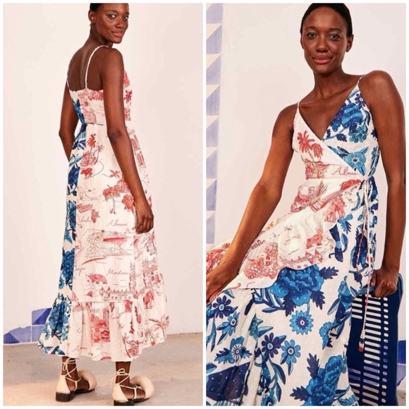 NWT FARM Rio Dual Prints Maxi Wrap Dress SZ L - Picture 10 of 10